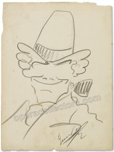 Caruso, Enrico - Signed Caricature of Baritone Adamo Didur