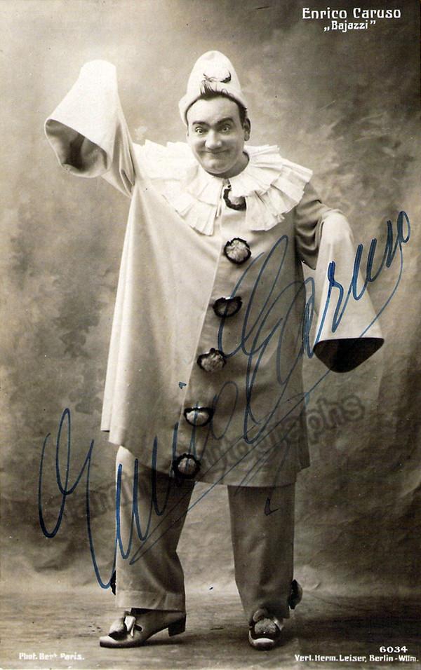 Caruso, Enrico - Signed Photo in Pagliacci + Program Clip + Vintage Ad!