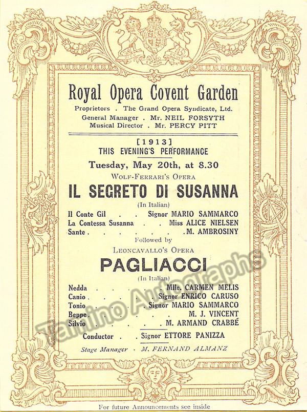 Caruso, Enrico - Signed Photo in Pagliacci + Program Clip + Vintage Ad! - Tamino