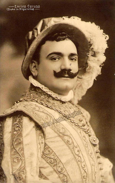 Caruso, Enrico - Unsigned Photo + Ticket Stub for Gala celebrating 25th Year Anniversary of his career 1919