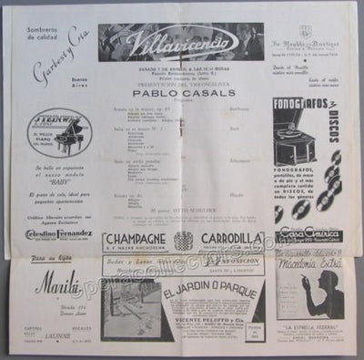 Casals, Pablo - Concert program - Teatro Colón 1937