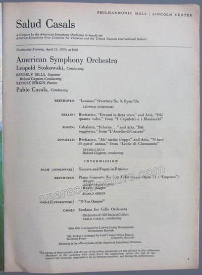 Casals, Pablo - Homage Concert conducting with Stokowski, 1970