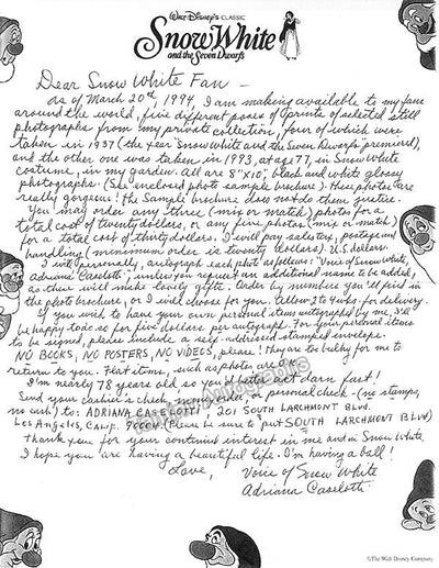 Caselotti, Adriana - Autograph Note Signed