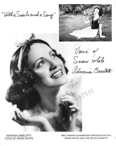 Caselotti, Adriana - Signed Photo in "Snow White" Promo