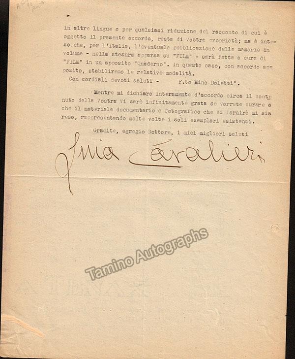 Cavalieri, Lina - Typed Letter Signed 1939 - Tamino