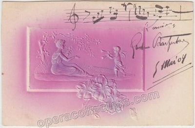 Charpentier, Gustave - Signed Postcard with Music Quote