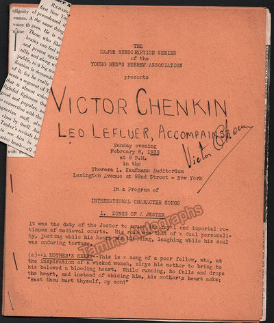 Chenkin, Victor - Signed Program New York 1938