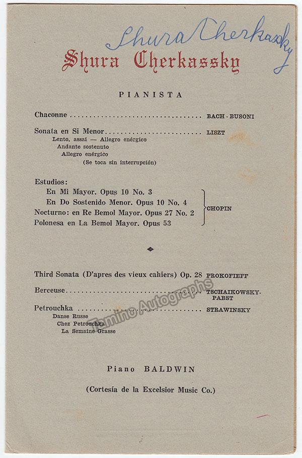 Cherkassky, Shura - Signed Program Havana 1947 - Tamino