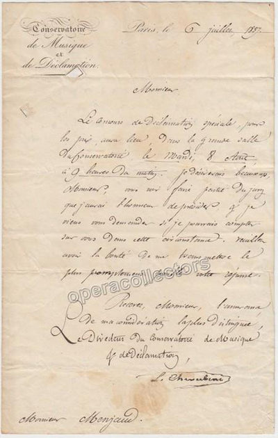 Cherubini, Luigi - Autograph Letter Signed