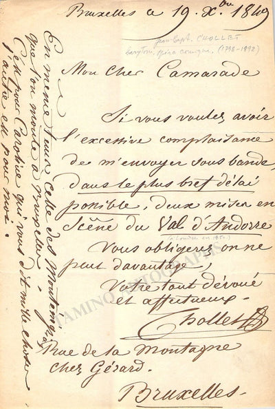 Chollet, Jean-Baptiste - Autograph Letter Signed
