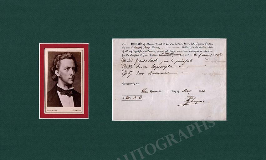 Chopin, Frederic - Signed Contract-Document 1840 and Portrait