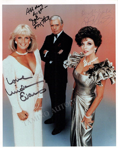 Collins, Joan - Evans, Linda - Forsythe, John - Triple Signed Photo in "Dynasty"