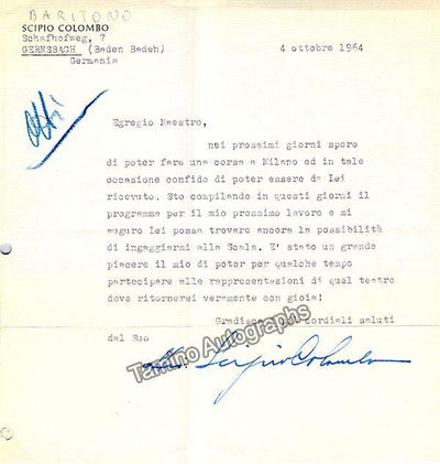 Colombo, Scipio - Typed Letter Signed