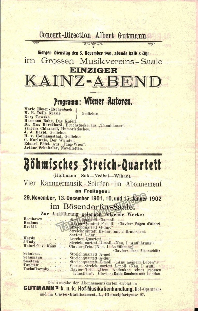 Colonne, Edouard - Program Vienna Concert 1901 - Tamino