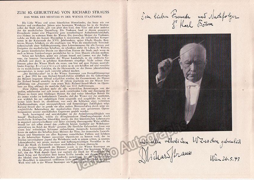 Concert for Richard Strauss´ 80th Birthday Program 1944 - Tamino