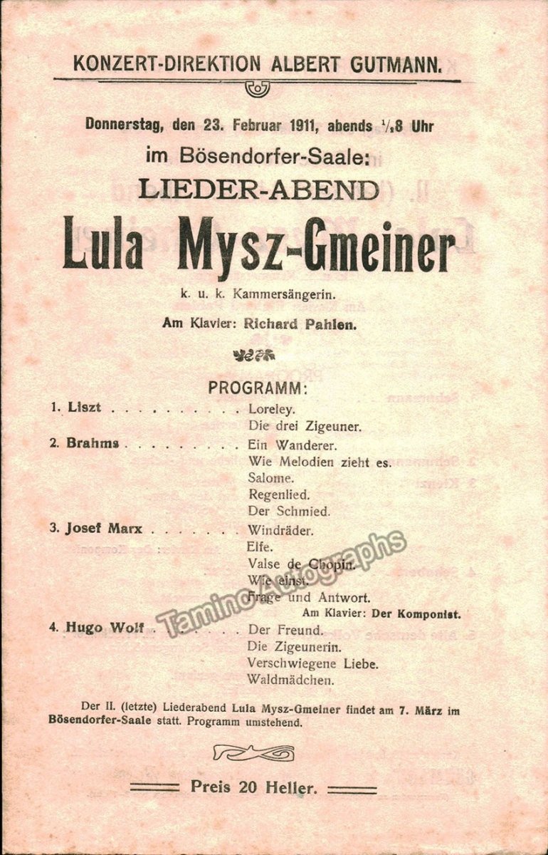 Concert Playbills Vienna 1900-1912 - Lot of 9 - Tamino