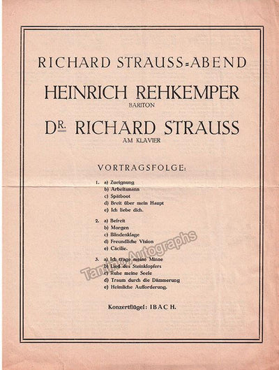 Concert Program - Richard Strauss at the Piano