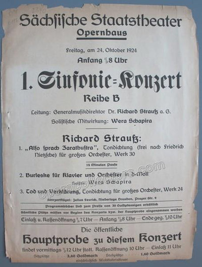 Concert Program Staatskapelle Dresden - Conducting his own works 1924