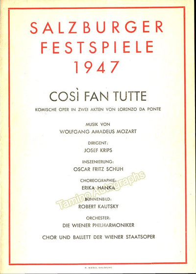 Conductors - Salzburg Festival Program Lot 1946-1951