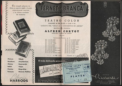 Cortot, Alfred - Concert Program Buenos Aires 1952
