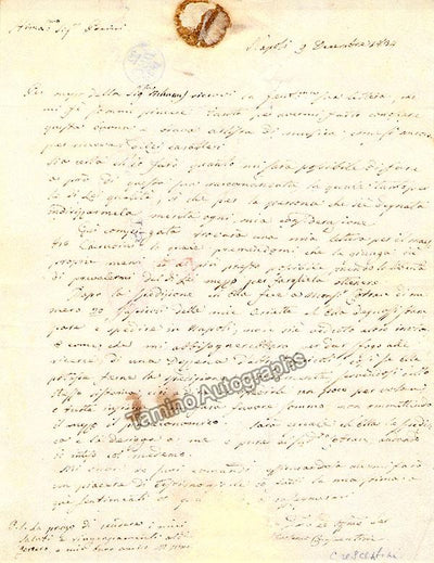Crescentini, Girolamo - Autograph Letter Signed 1834