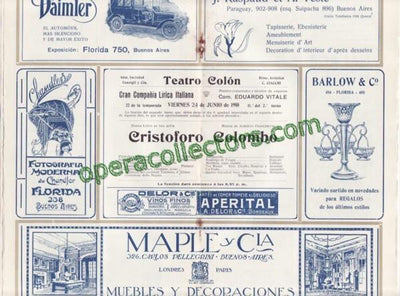 CRISTOFORO COLOMBO - Teatro Colon 1910 Program with Titta Ruffo