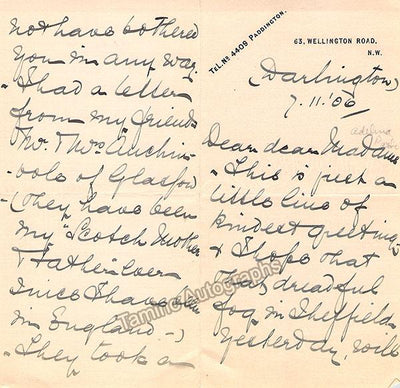 Crossley, Ada - Autograph Letter Signed 1906
