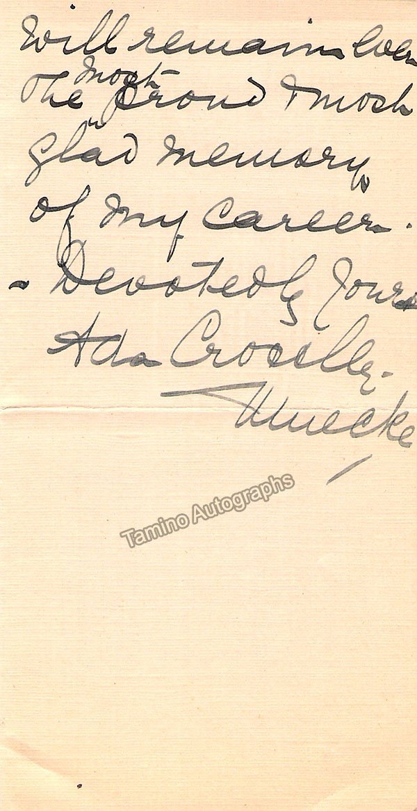 Crossley, Ada - Autograph Letter Signed 1906 - Tamino