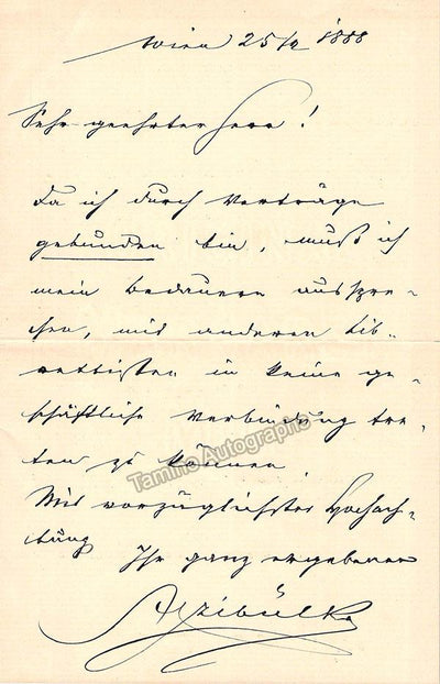 Czibulka, Alphons - Autograph Letter Signed 1888