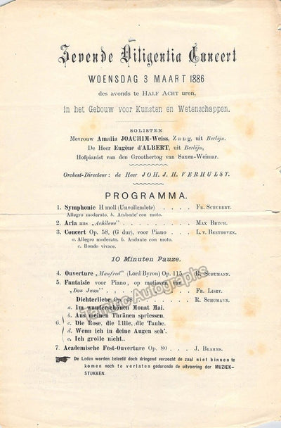 D'albert, Eugen - Programs 1886 & 1888