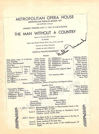 Damrosch, Walter - Signed Program Clip 1937