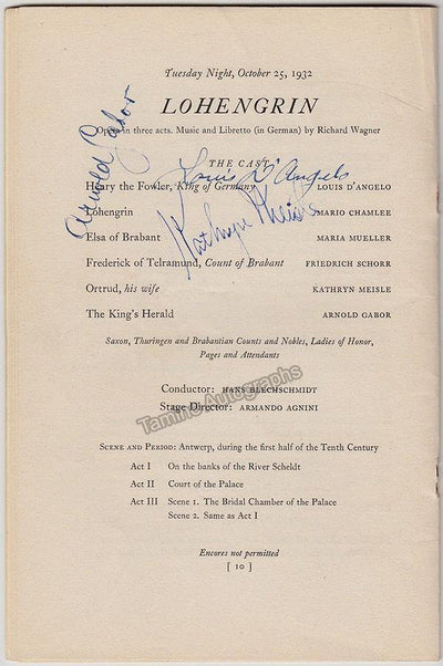 D'Angelo, Louis - Meisle, Kathryn - Gabor, Arnold - Triple Signed Program San Francisco 1932
