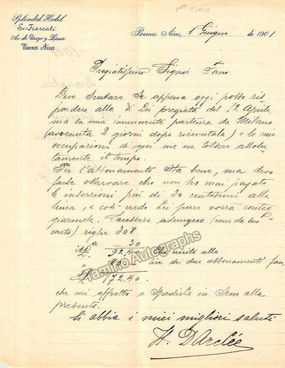 Darclee, Hariclea - Autograph Letter Signed 1901