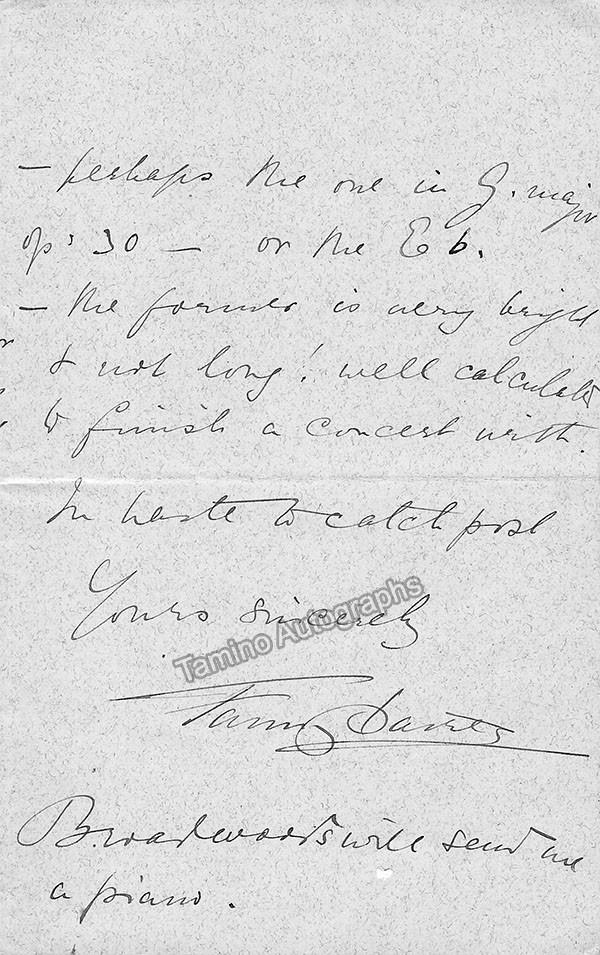 Davies, Fanny - Autograph Letter Signed - Tamino