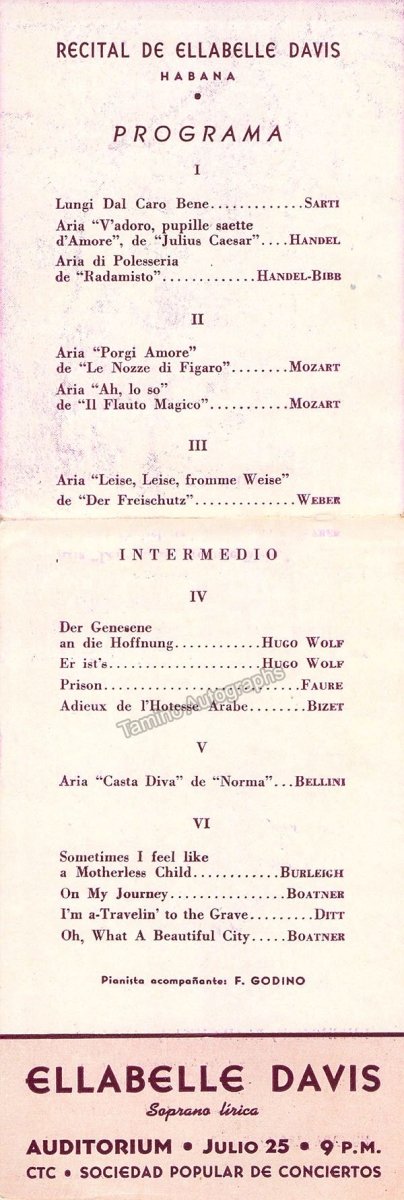 Davis, Ellabelle - Signed Program – Tamino