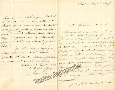 De La Grange, Anna - Autograph Letter Signed 1865