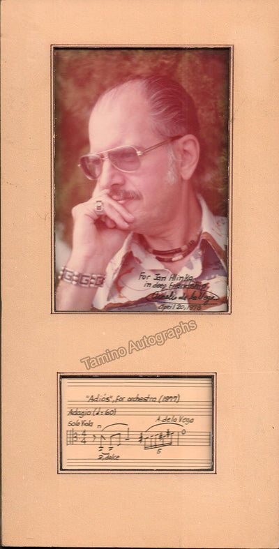 De La Vega, Aurelio - Signed Photo & Autograph Music Quote 1977
