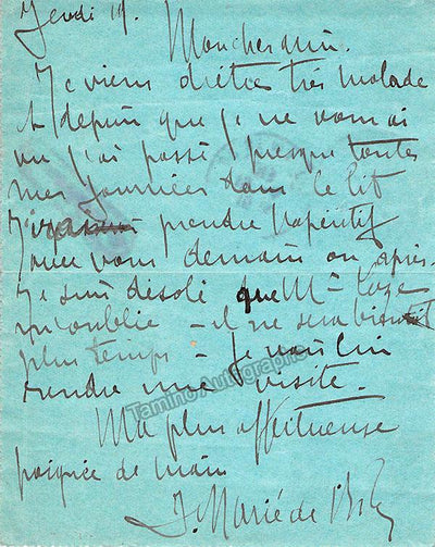 De l'Isle, Jeanne Marie - Autograph Note Signed