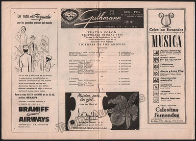 De Los Angeles, Victoria - Concert program Teatro Colón 1955