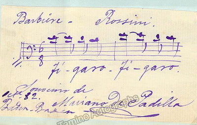 De Padilla, Mariano - Autograph Music Quote Signed + Artot De Padilla, Lola  - Signed Card