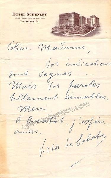 De Sabata, Victor - Autograph Note Signed