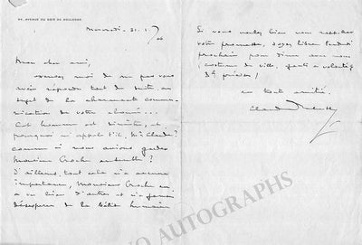 Debussy, Claude - Autograph Letter Signed 1906