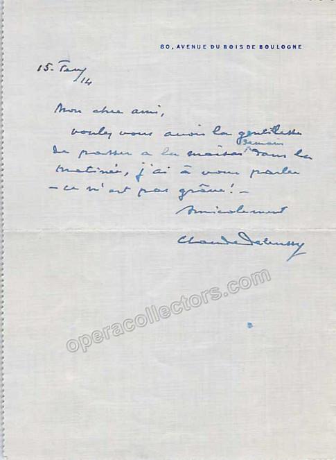 Debussy, Claude - Autograph Letter Signed 1914