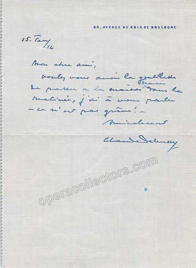 Debussy, Claude - Autograph Letter Signed 1914