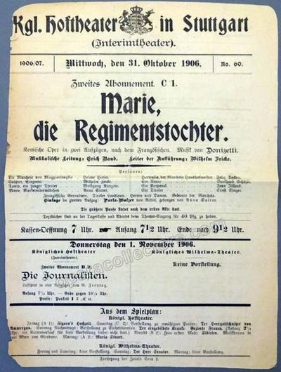 Der Corregidor (Wolf) - Die Legende der Heiligen Elisabeth (Liszt), Daughter of the Regiment - Lot of 3 Playbills 1904-1906