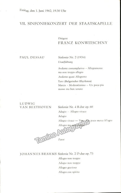 Dessau, Paul - World Premiere Program Symphony 2