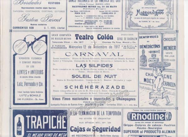 Diaghilev Ballet Company 1917 Teatro Colon Program