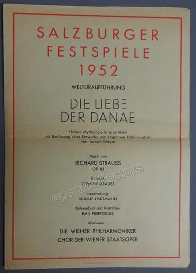 Die Liebe der Danae - World Premiere Program 1952 - Salzburg Festival
