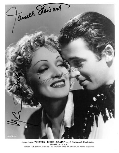 Dietrich, Marlene - Stewart, James - Double Signed Photograph in "Destry Rides Again"