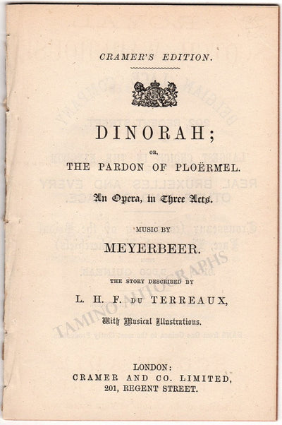 Dinorah - Program-Libretto - Italo Gardoni - Ilma de Murska 1860s